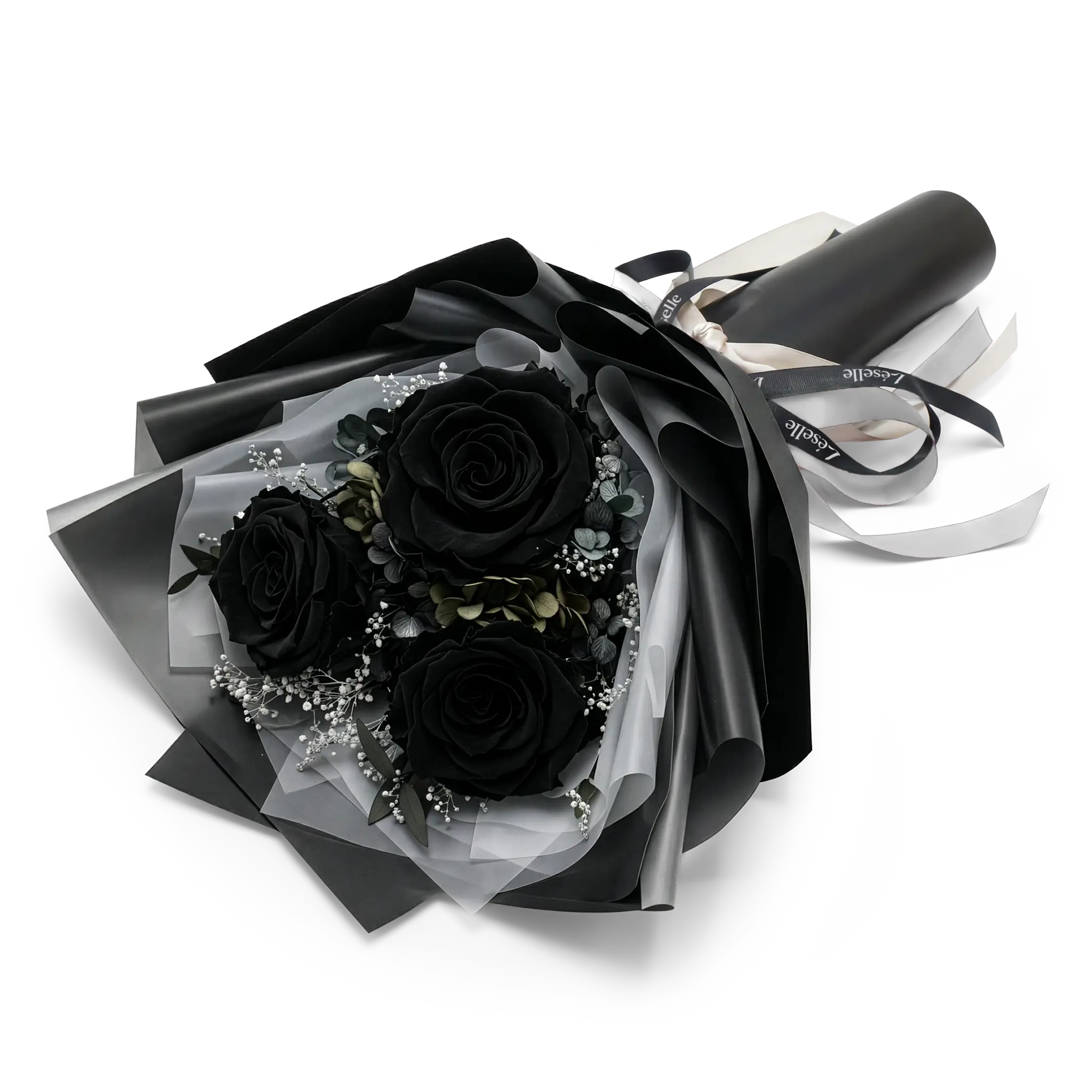 Obsidian Black Preserved Rose Bouquet