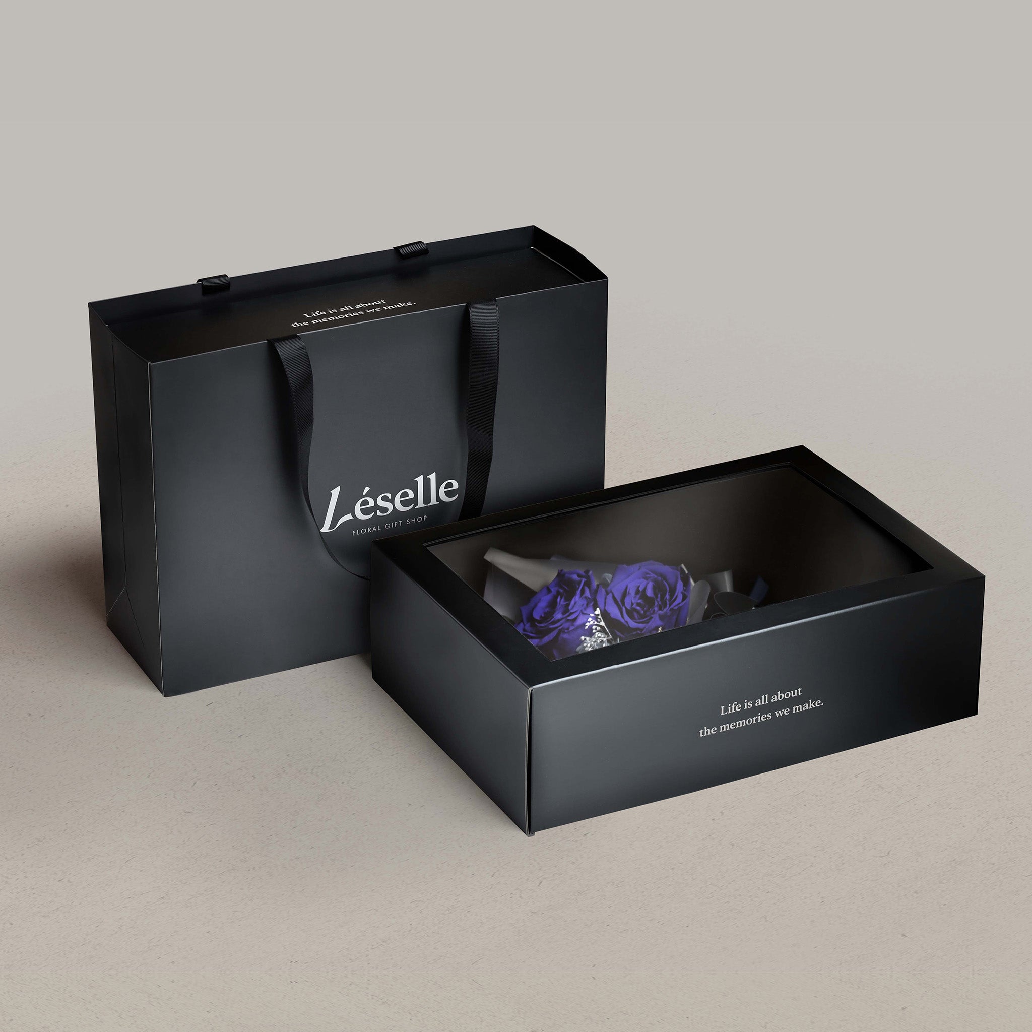 Midnight Blue Duo Preserved Rose Bouquet